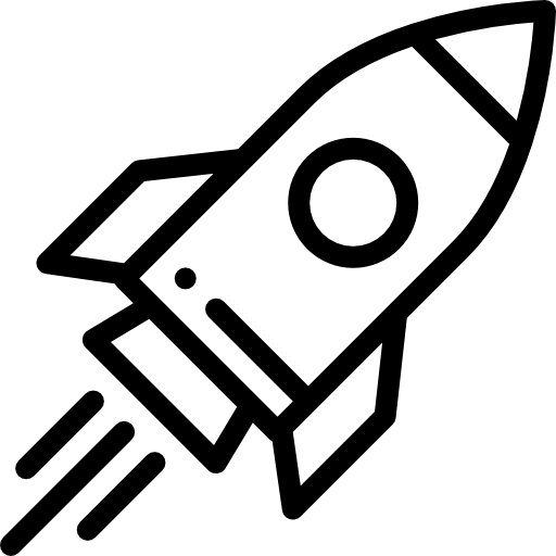 line-based logo of a rocket